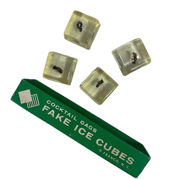 Vintage Party Supplies Vintage Cocktail Gags Fake Ice Cubes Set Bug